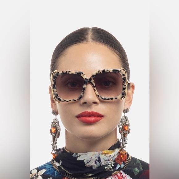 Camilla Accessories - CAMILLA “The After Party” Natural Tortoise Gold Oversized Square Sunglasses